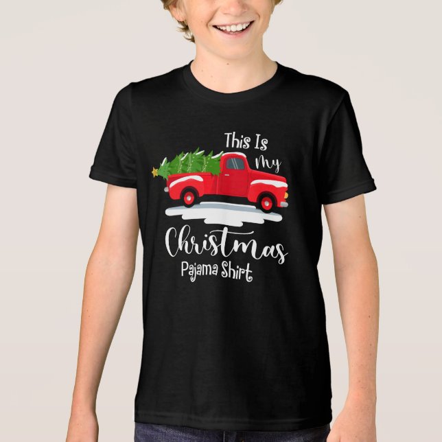 Christmas Pajama Shirt Red Truck Winter Holidays (Front)