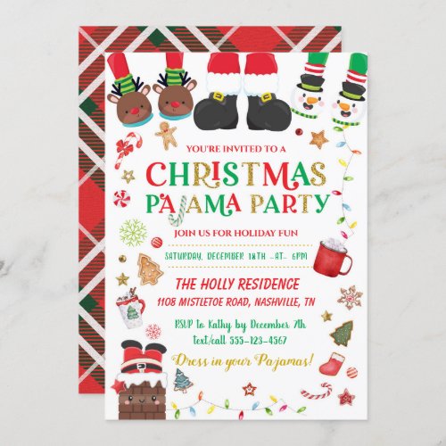 Christmas Pajama Slumber Party Invitation