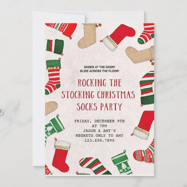 Christmas pajama snocks party  kids illustrations  invitation (Front)