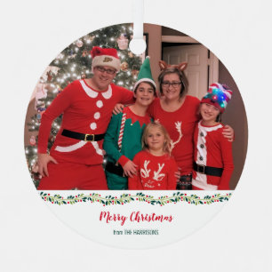 Christmas Pajamas Challenge Family Photo Metal Ornament