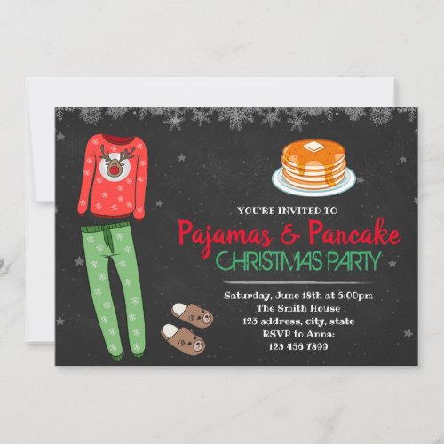Christmas pajamas party invitation