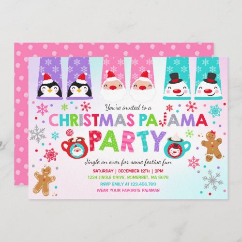 Christmas Pajamas Party Invitation Holiday Pajamas