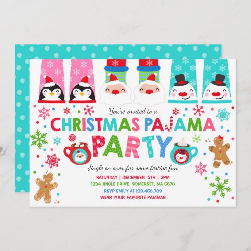 Christmas Pajamas Party Invitation Holiday Pajamas