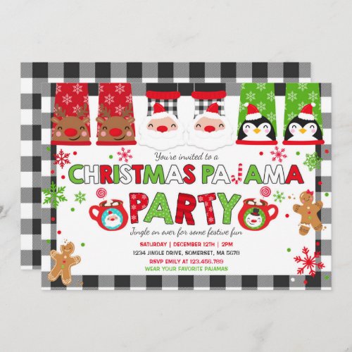 Christmas Pajamas Party Invitation Holiday Pajamas