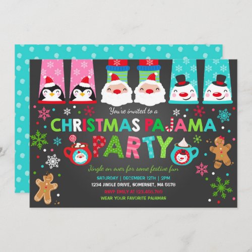 Christmas Pajamas Party Invitation Holiday Pajamas