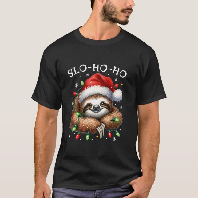 Christmas Pajamas Sloth Slo Ho Ho Funny Sloth Chri T-Shirt (Front)