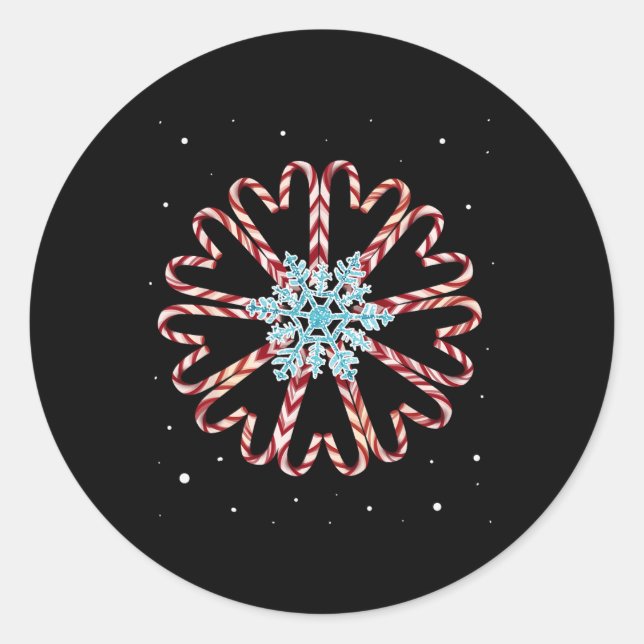 Christmas Pajamas Snow Snowflake Xmas Gift Candy C Classic Round Sticker (Front)