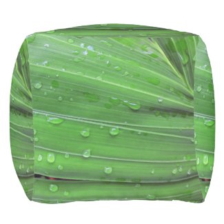 Christmas Palm and Raindrops Outdoor Pouf