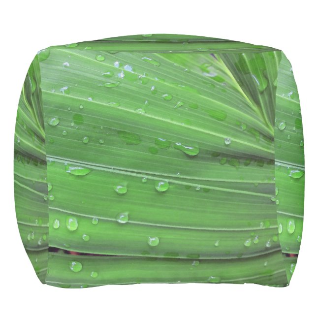 Christmas Palm and Raindrops Outdoor Pouf (Front)