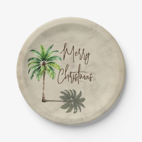 Christmas Palm Elegant Merry  Paper Plates