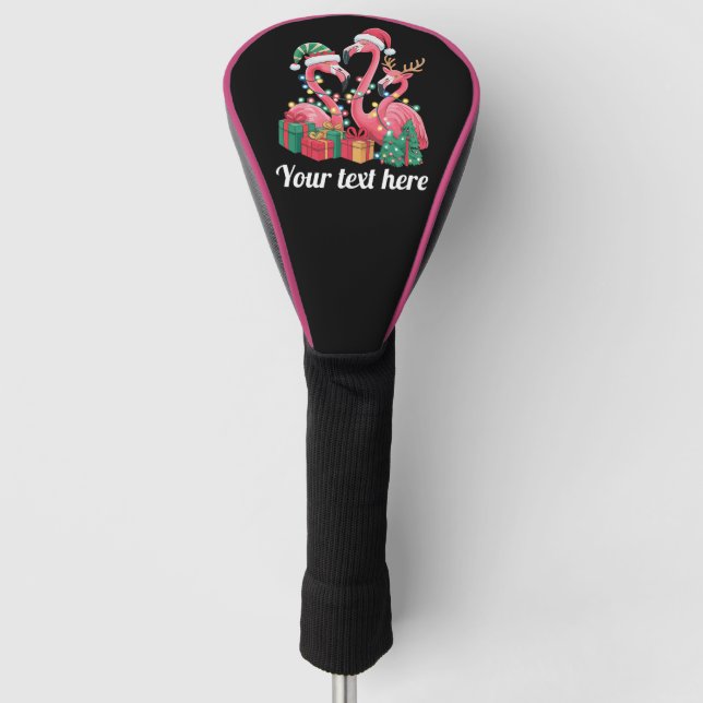Christmas Palm Flamingo Personalized Xmas Lights  Golf Head Cover (Front)