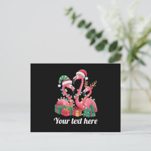 Christmas Palm Flamingo Personalized Xmas Lights  Holiday Postcard