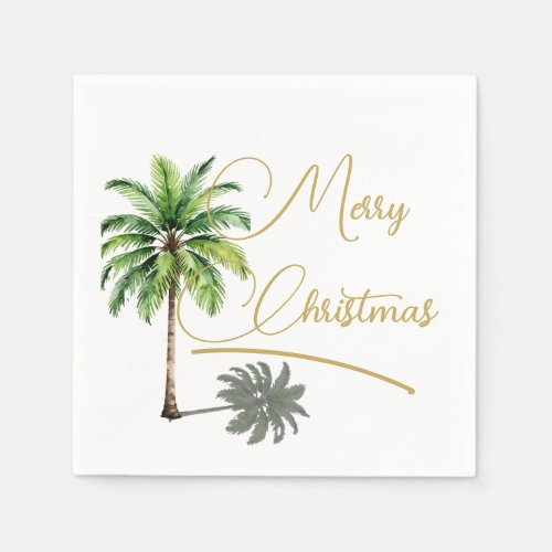 Christmas Palm  Gold Elegant Merry  Napkins