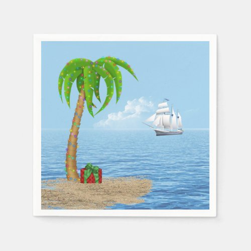 Christmas Palm Tree and Boat Napkins