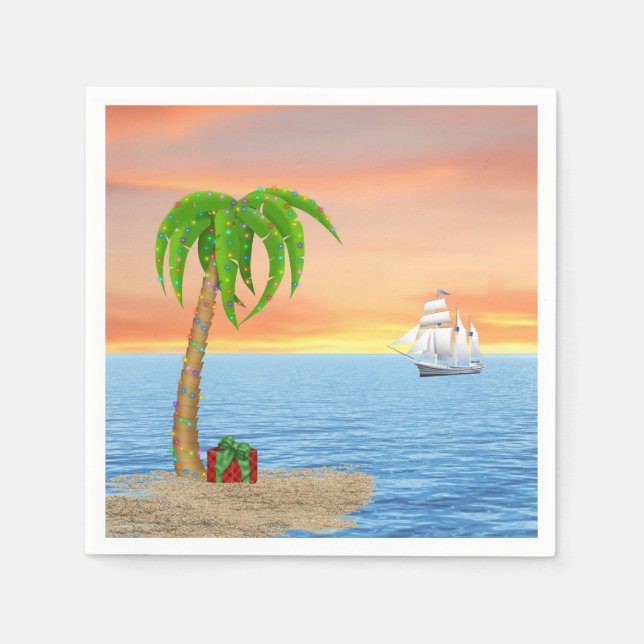Christmas Palm Tree and Boat   Napkins (Front)