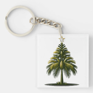 Christmas Palm Tree, Beach Aloha Christmas Keychain