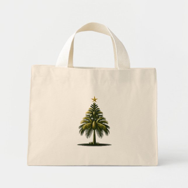 Christmas Palm Tree, Beach Aloha Christmas Mini Tote Bag (Front)