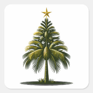 Christmas Palm Tree, Beach Aloha Christmas Square Sticker