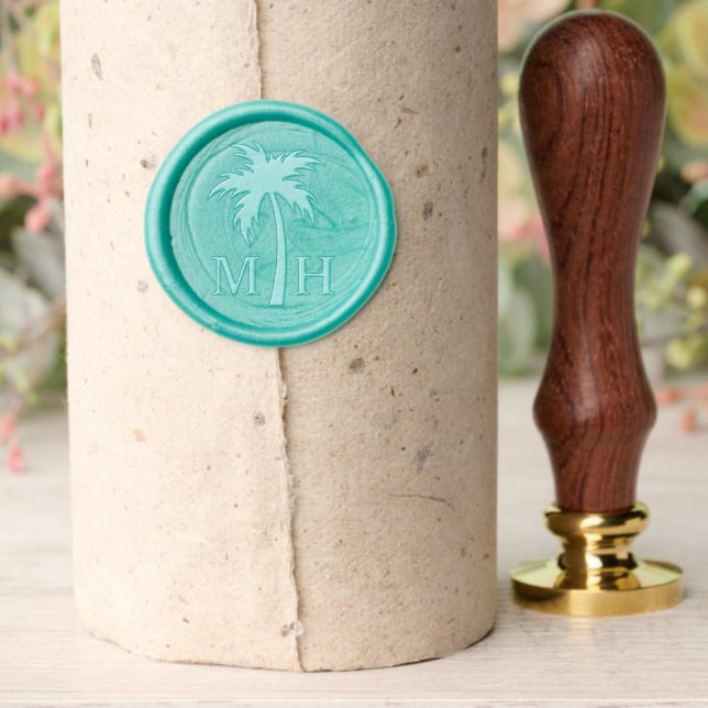 Christmas Palm Tree | Beach Wedding Monogram Wax Seal Stamp (Insitu (Parchment))