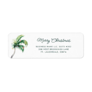 Christmas Palm Tree Business Logo Return Address Label