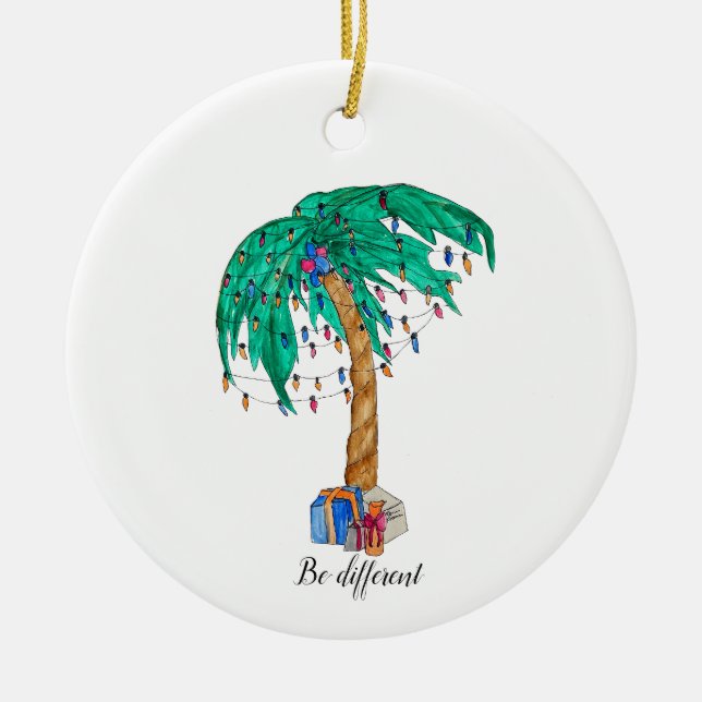 Christmas palm tree ceramic ornament (Front)