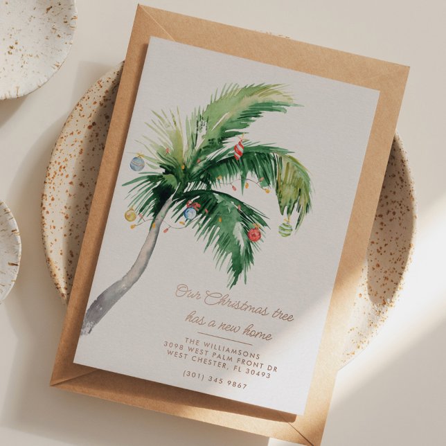 Christmas Palm Tree Family Moving Announcement (Palm Tree Coastal Christmas Family Moving Announcement )