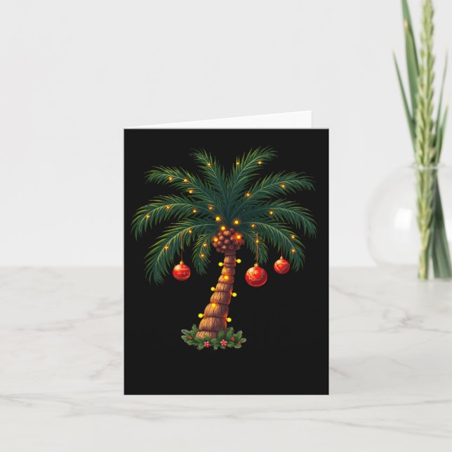 Christmas Palm Tree Festive Lights Cute Tropical S Card (Front)
