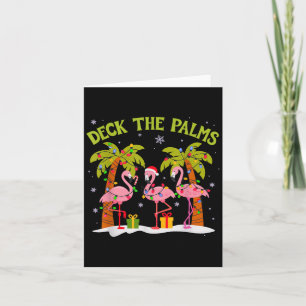 Christmas Palm Tree Flamingo Summer Beach Vacation Card