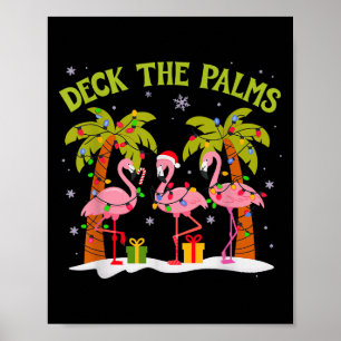 Christmas Palm Tree Flamingo Summer Beach Vacation Poster