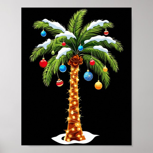 Christmas Palm Tree Hawaiian Trocal Xmas  Poster (Front)