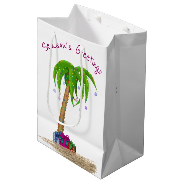 Christmas Palm Tree in Sand  Medium Gift Bag (Front Angled)