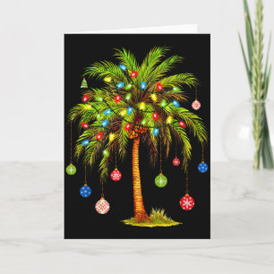 Christmas Palm Tree Light Hawaiian Trocal Xmas Card