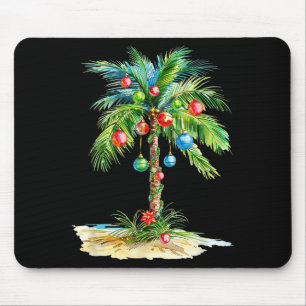 Christmas Palm Tree Light Hawaiian Trocal Xmas Men Mouse Pad