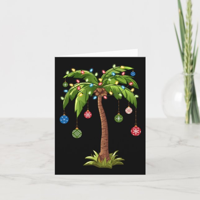 Christmas Palm Tree Light Hawaiian Tropical Xmas 1 Card (Front)