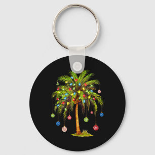 Christmas Palm Tree Light Hawaiian Tropical Xmas 1 Keychain