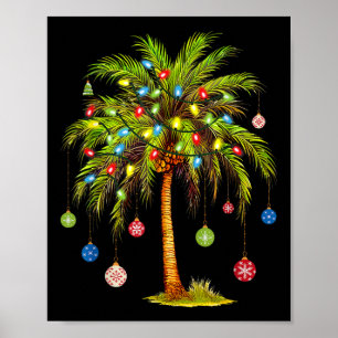 Christmas Palm Tree Light Hawaiian Tropical Xmas 1 Poster