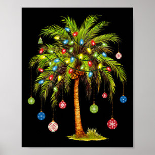 Christmas Palm Tree Light Hawaiian Tropical Xmas 1 Poster