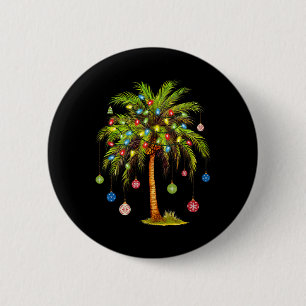 Christmas Palm Tree Light Hawaiian Tropical Xmas  Button