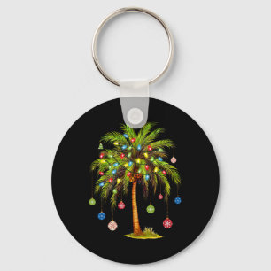 Christmas Palm Tree Light Hawaiian Tropical Xmas  Keychain