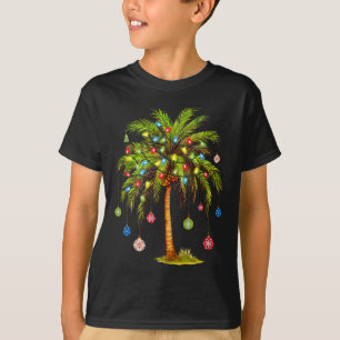 Christmas Palm Tree Light Hawaiian Tropical Xmas  T-Shirt