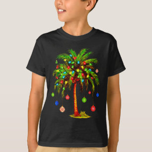 Christmas Palm Tree Light Hawaiian Tropical Xmas T-Shirt