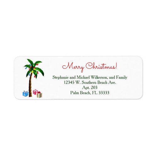 Christmas Palm Tree Lights Tropical Island Beach Label