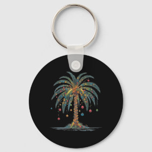 Christmas Palm Tree Merry Christmas Tropical Chris Keychain
