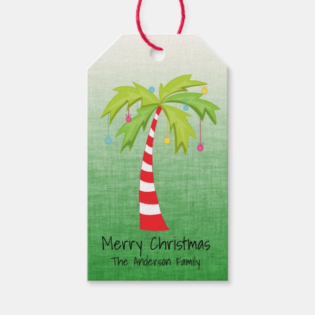 Christmas Palm Tree Personalized Gift Tags (Front)