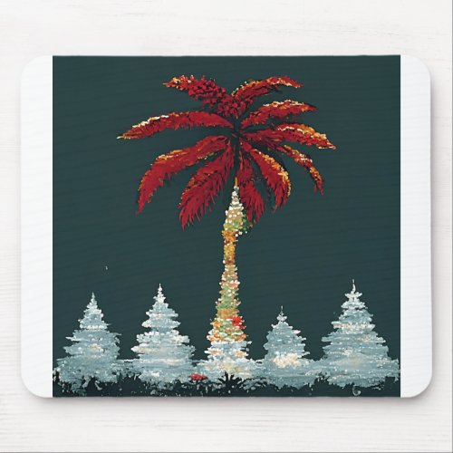 Christmas Palm Tree pixel abstract impressionism Mouse Pad