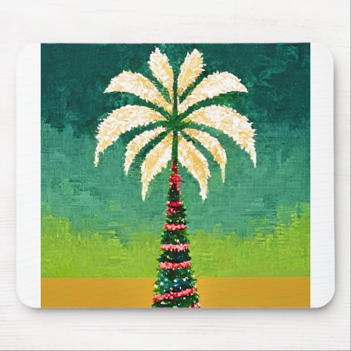 Christmas Palm Tree pixel impressionism abstract Mouse Pad