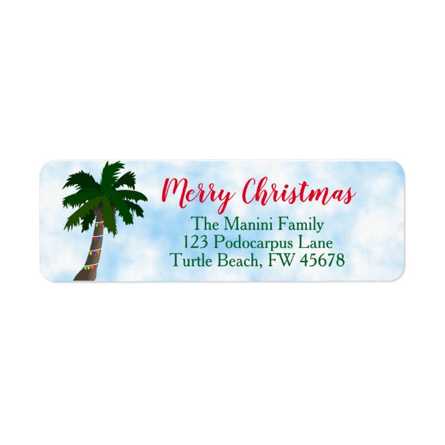 Christmas Palm Tree Return Address Labels Custom