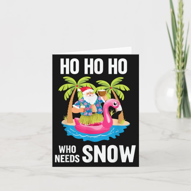 Christmas Palm Tree Santa Surfing Beach Vacation X Card (Front)