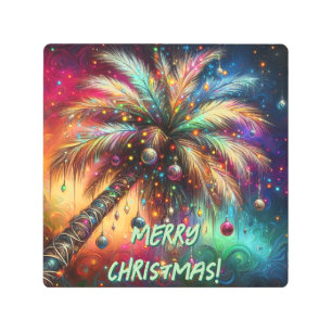 Christmas Palm Tree Tropical Beach Personalized Metal Print