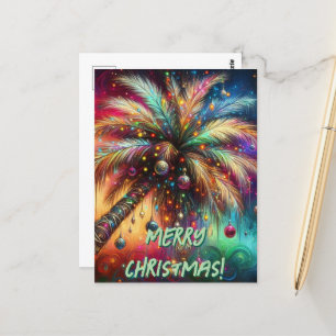 Christmas Palm Tree Tropical Beach Personalized Postcard